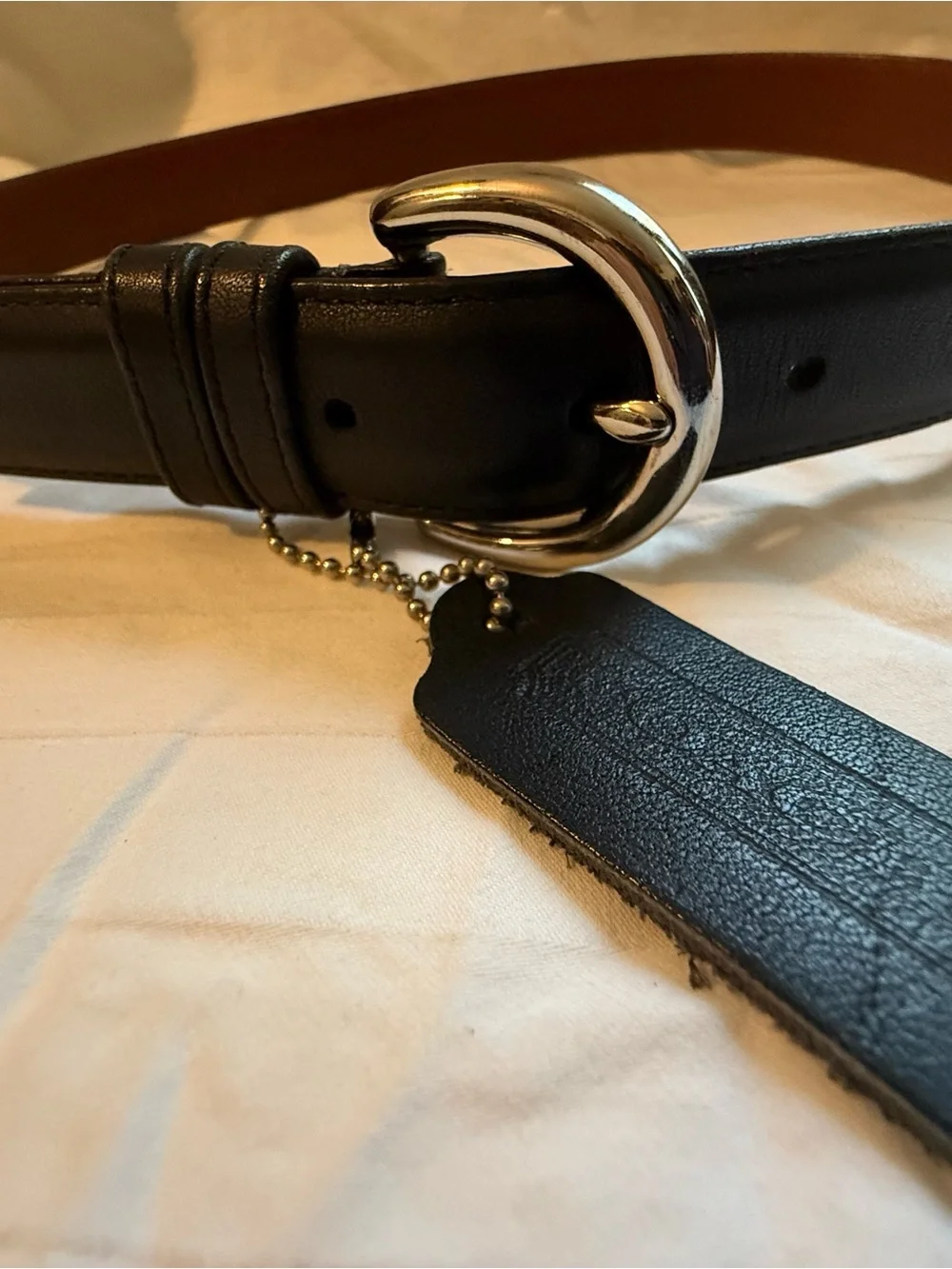 Authentic Coach Black Leather Belt with Silver Buckle Size Small